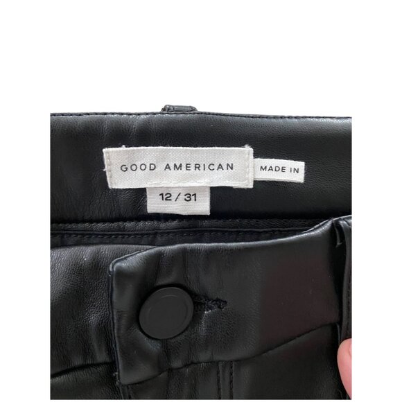 Good American Good Icon Faux Leather Pants Black Size 12/31 - Picture 3 of 16